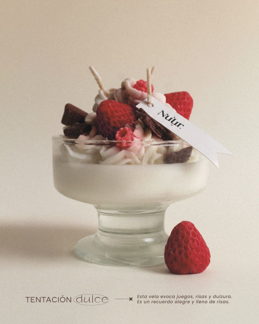 Vela decorativa tipo postre – Aroma a galleta con crema