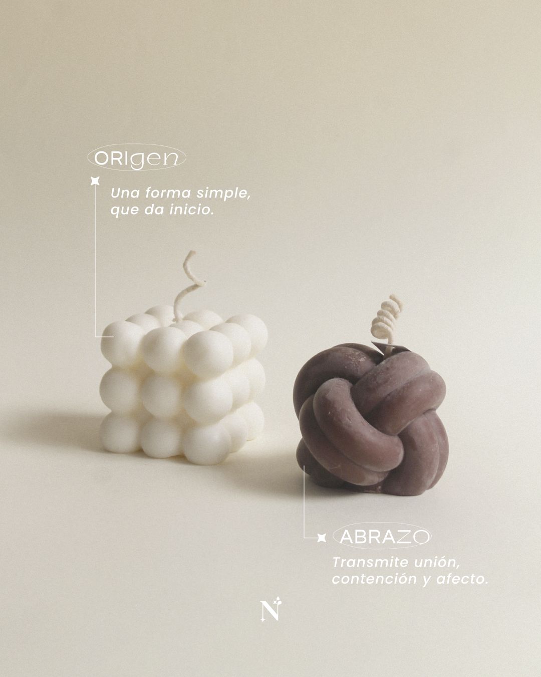 Vela Aromática Artesanal NUUR Abrazo Origen | Cera de Soya Vegana Decorativa Minimalista
