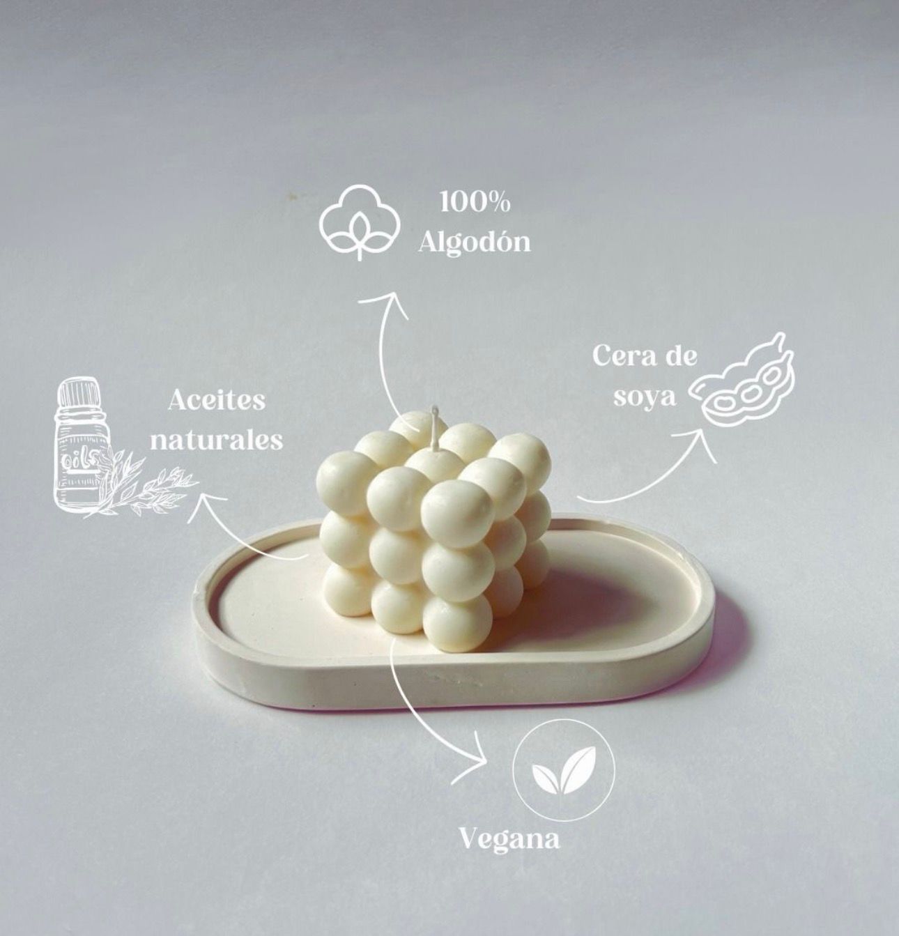 Vela Aromática Artesanal NUUR Abrazo Origen | Cera de Soya Vegana Decorativa Minimalista