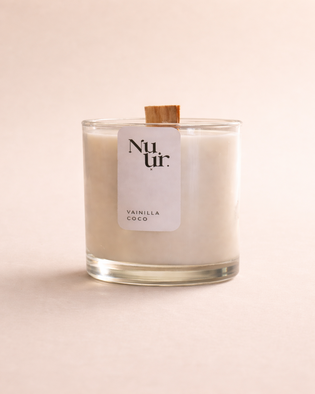 Vela Aromática Vainilla Coco Nuur - Pabilo En Madera
