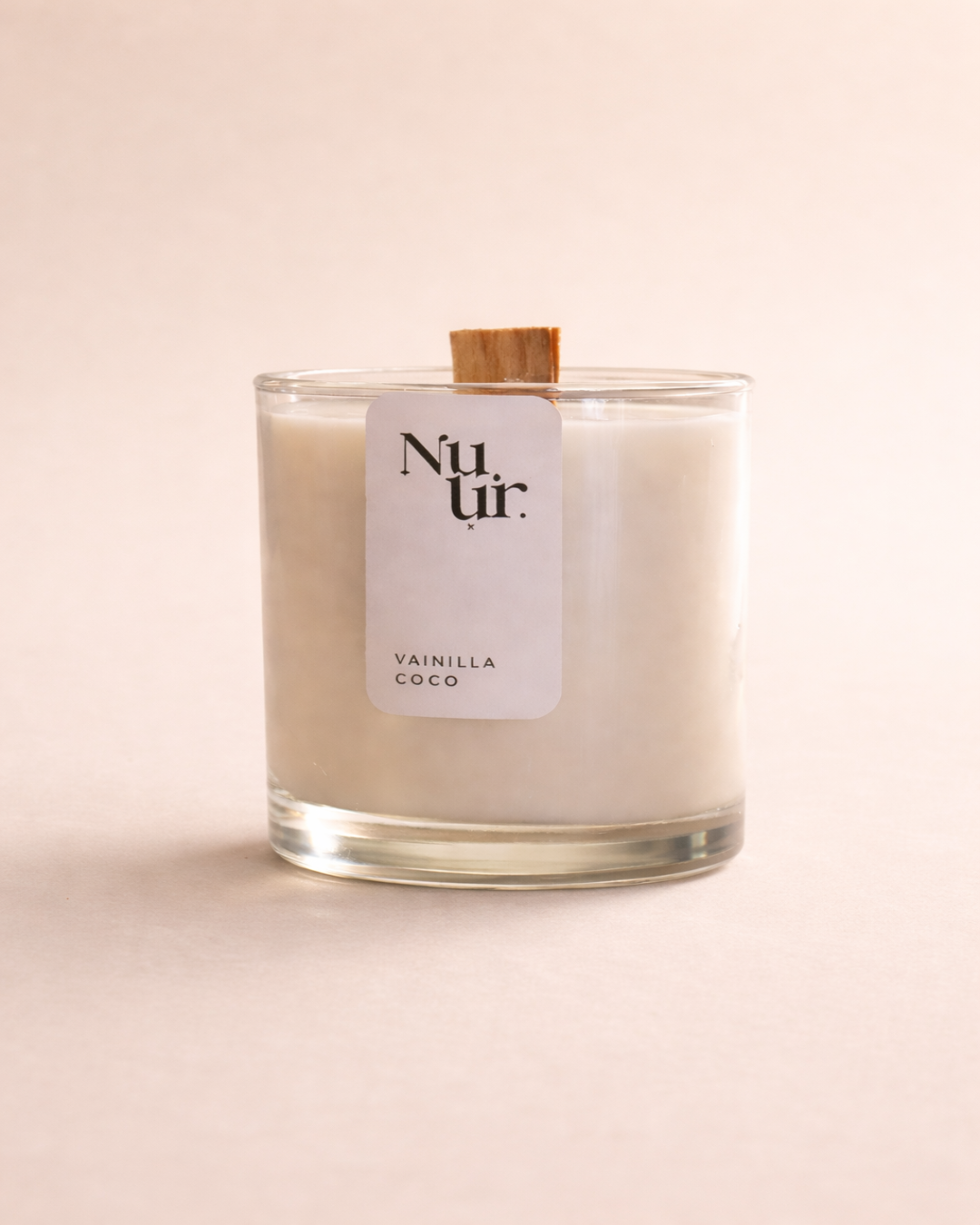 Vela Aromática Vainilla Coco Nuur - Pabilo En Madera