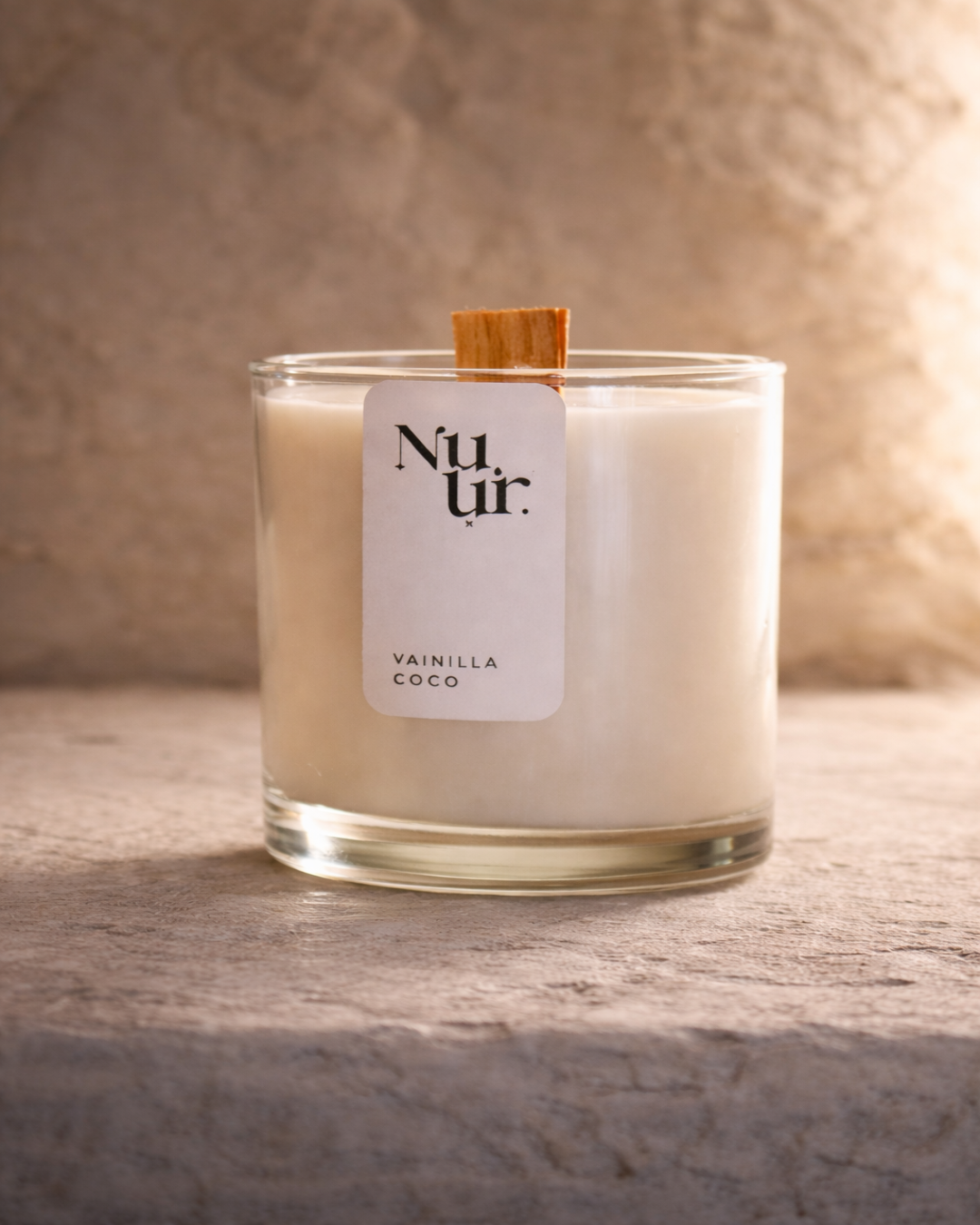 Vela Aromática Vainilla Coco Nuur - Pabilo En Madera